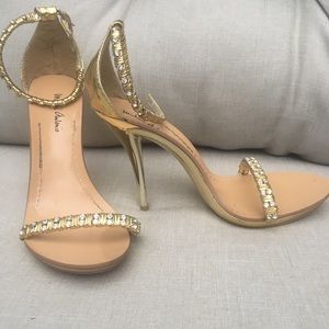 Michael Antonio Gold Heels with Rhinestones